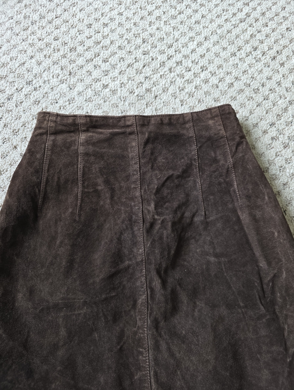 Ann Taylor Dark Brown Suede Pencil Skirt - Picture 2 of 8